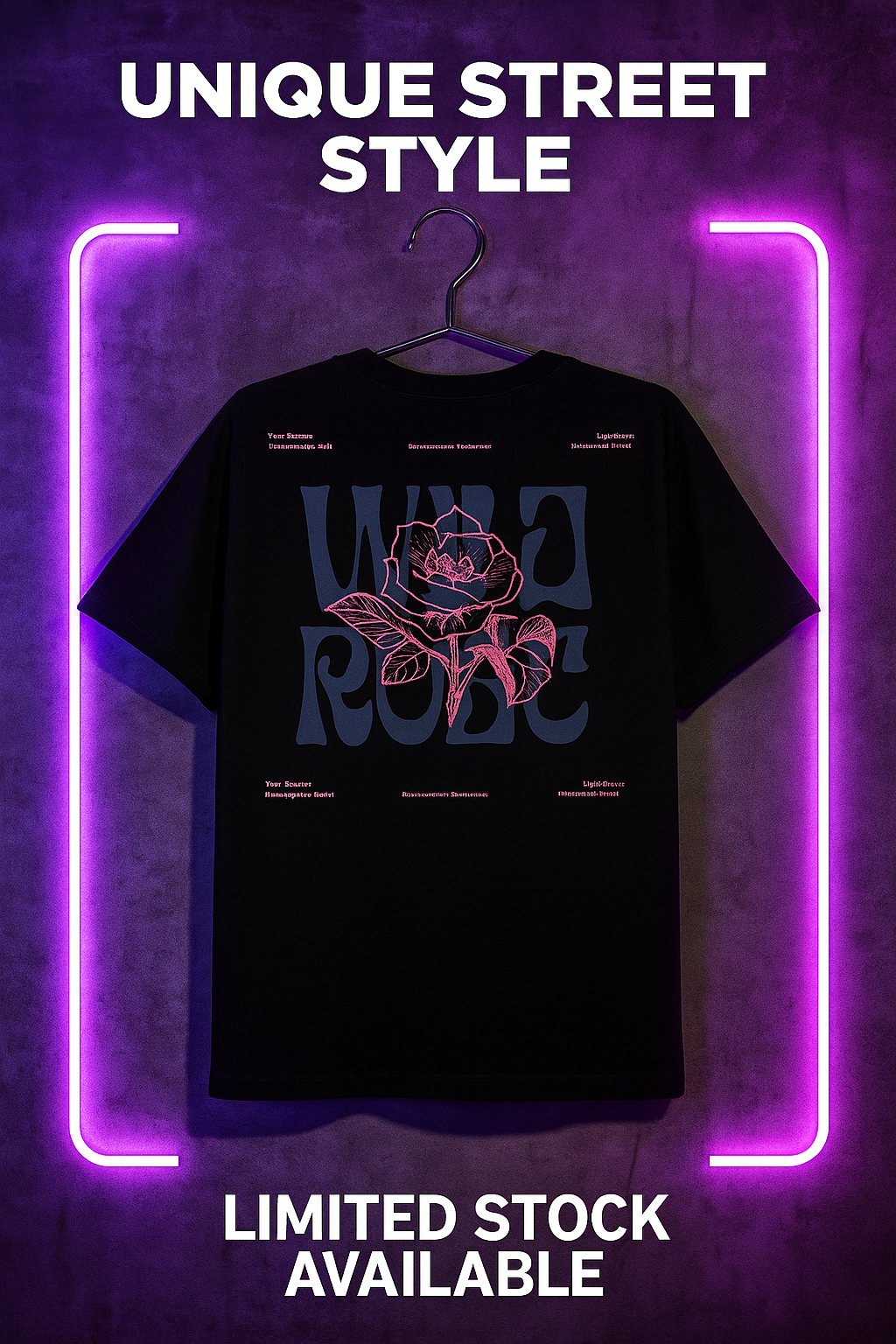 Wild Rose oversized black T-shirt