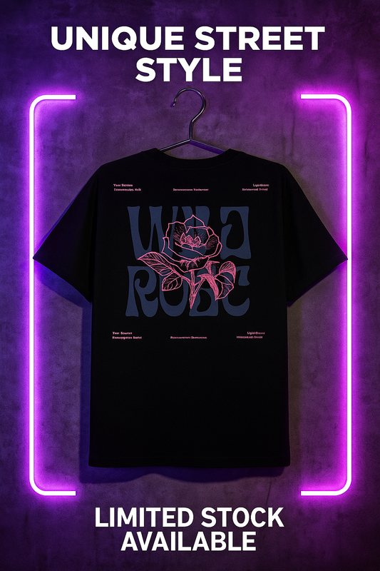 Wild Rose oversized black T-shirt